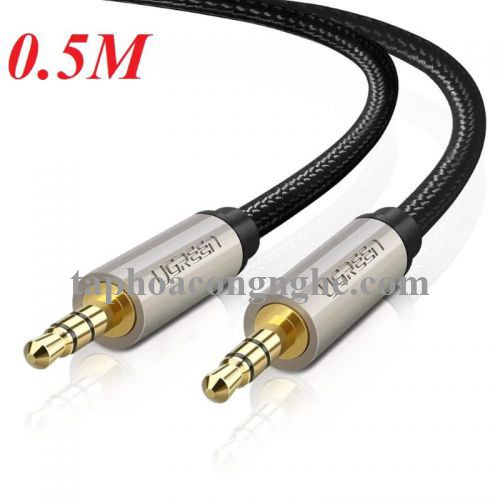 Ugreen 40778 0.5M màu Đen Cáp âm thanh 2 đầu 3.5mm dương đầu bọc kim loại cao cấp AV125 30040778